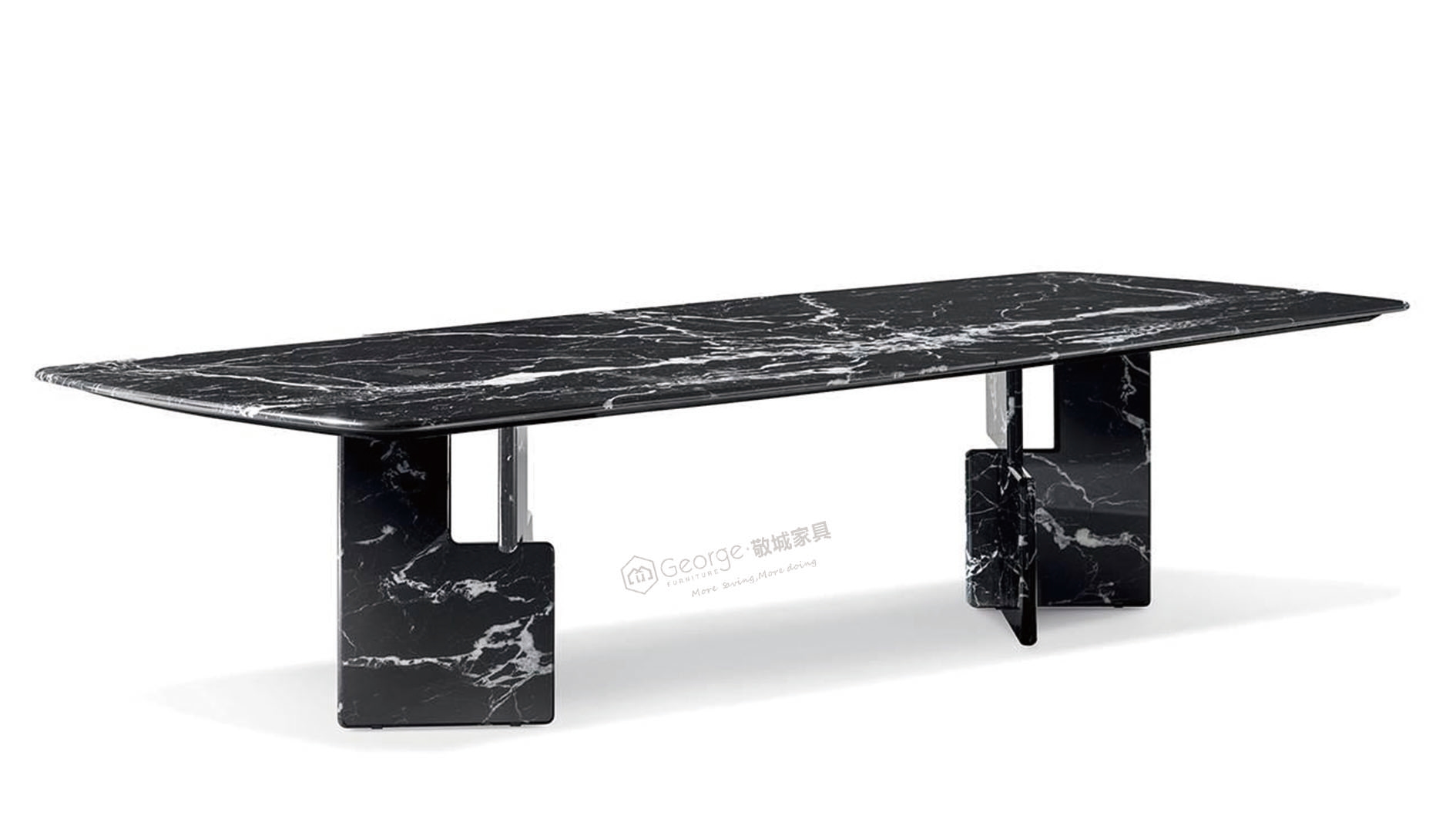 black marble dining table with bold