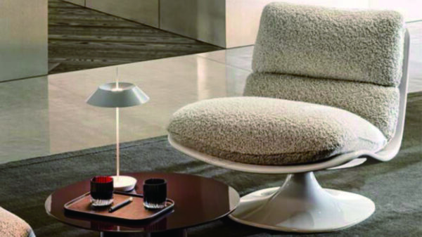 Armless lounge chair with ottoman