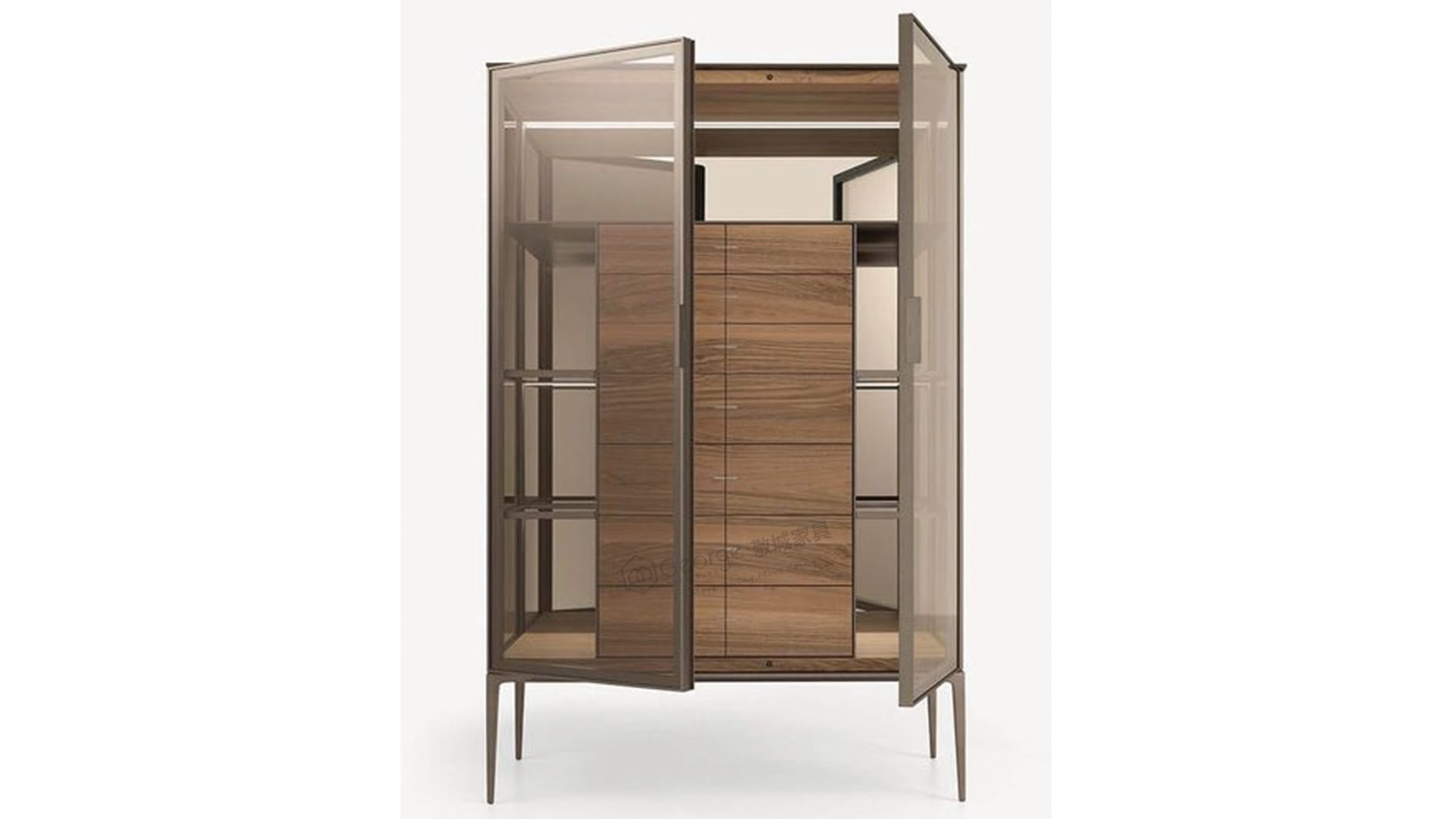 Walnut and Glass Display Sideboard