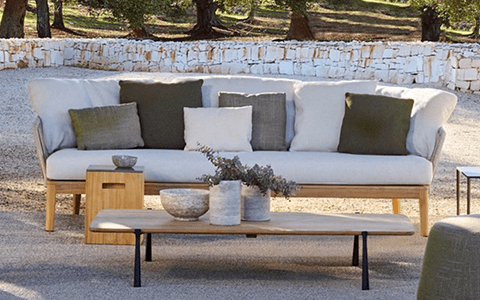 a modern outdoor sofa for a comfortable patio lounge area