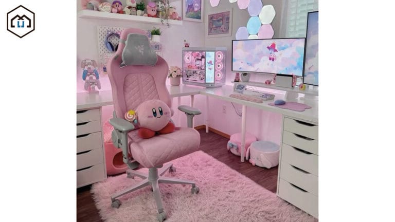 girl makeup vanity and gaming station