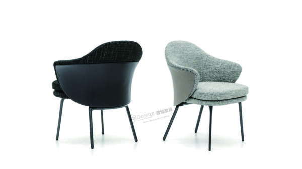 Saddle Leather and Fabric Dining Chair