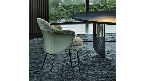 Saddle Leather and Fabric Dining Chair - Image 2