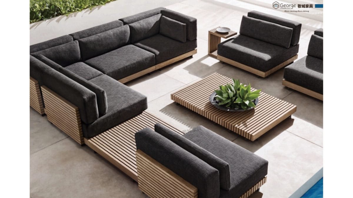 Natural Teak Outdoor Armless Chair Sofa Set No Sagging-1