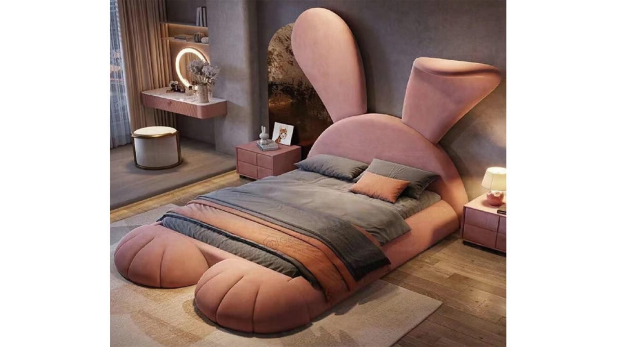 Adorable rabbit upholstered kids' bed