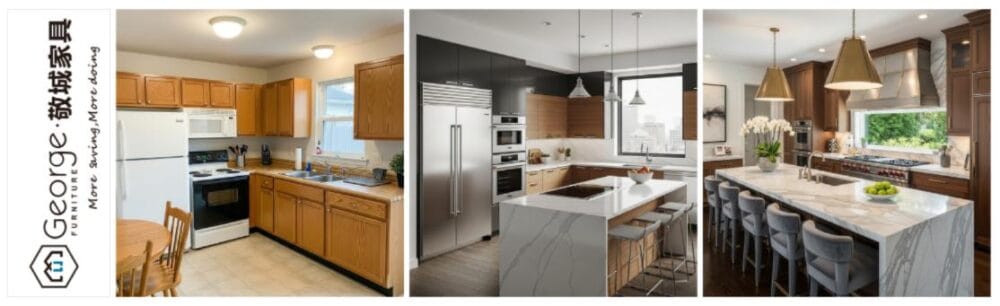 The cost to renovate an old, rustic kitchen into a high-end, modern one starts at over $40,000