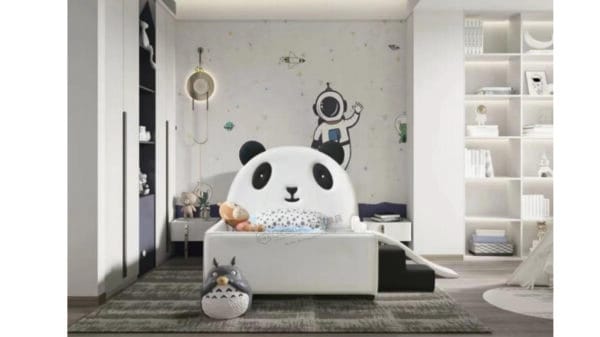 Panda toddler bed with slide