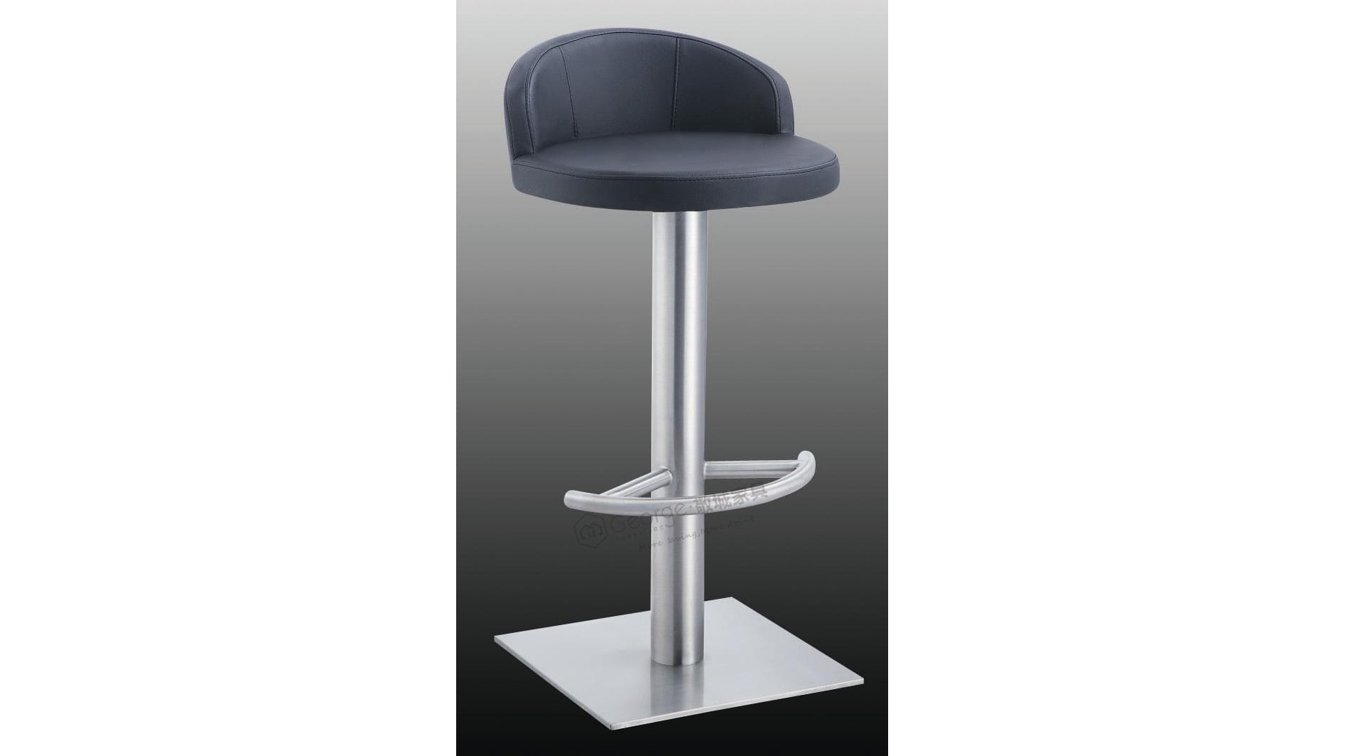 Black Fixed Square Base Bar Stool-1