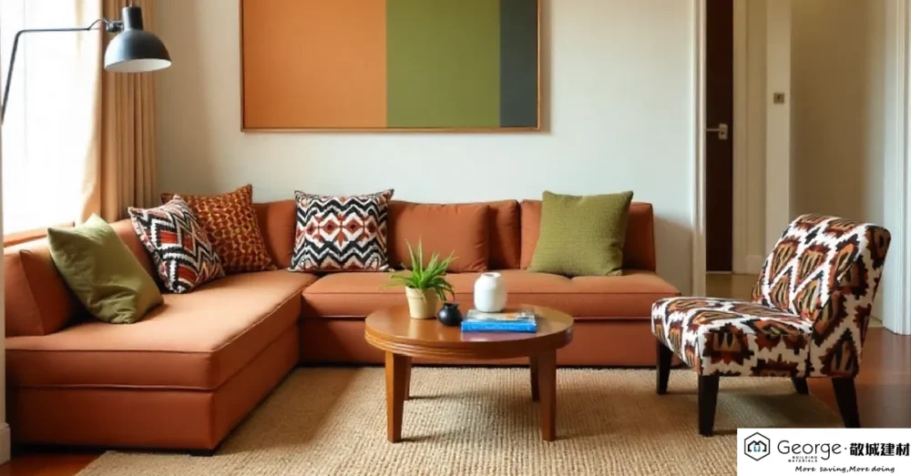 Earthy-Toned Modern Corner Seat with African Patterns