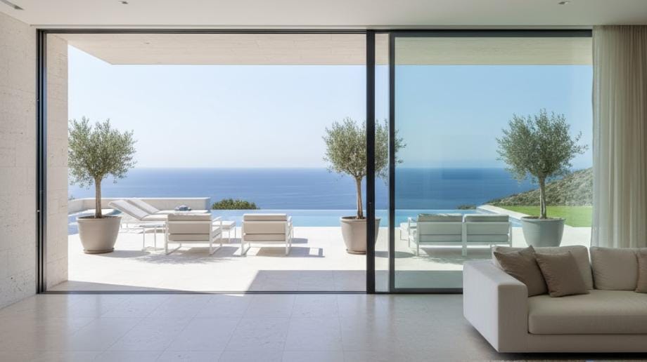Expansive Villa Windows with Sea View and Terrace