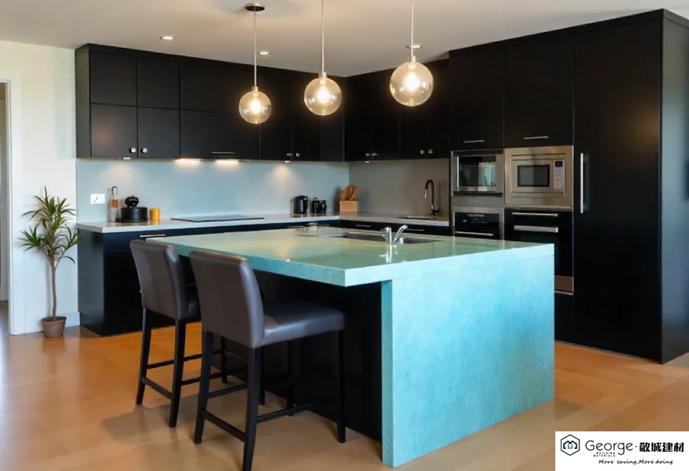 Kitchen Island with Waterfall Edge