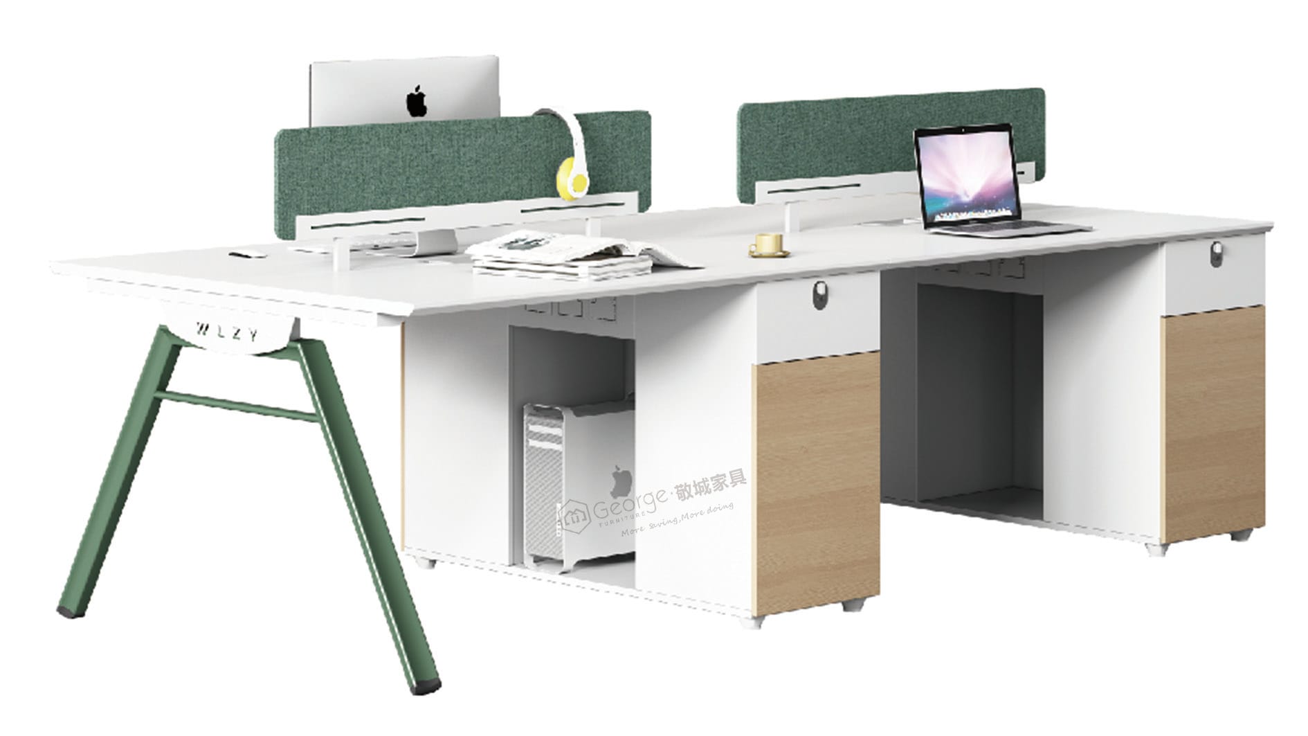 Modern 4-Person Office Workstation