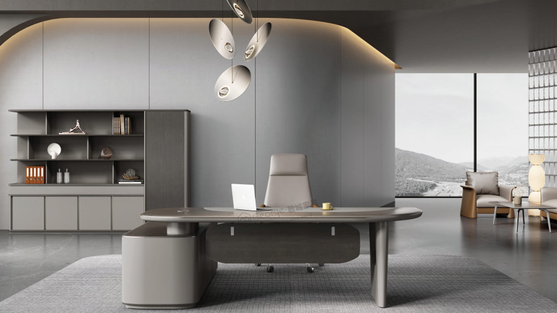 Modern Curved Executive Desk