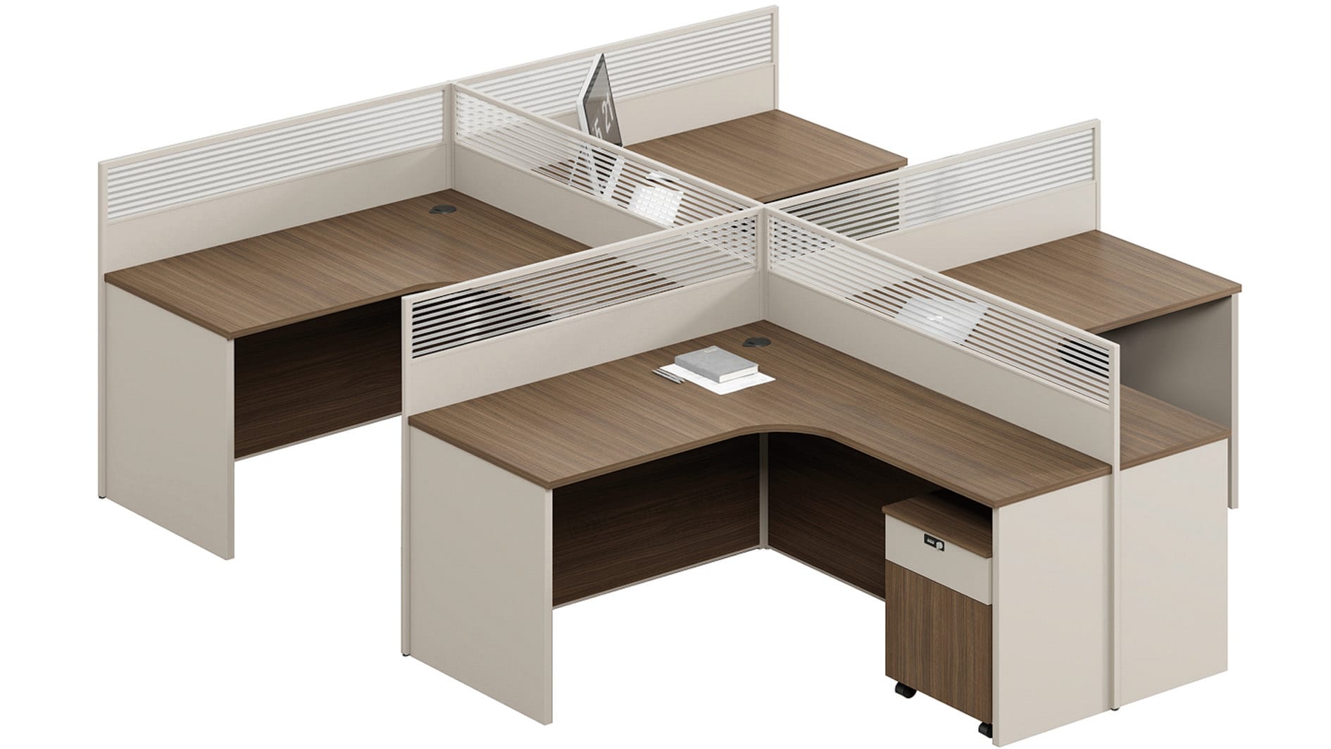Modern Four-Person Office Workstation