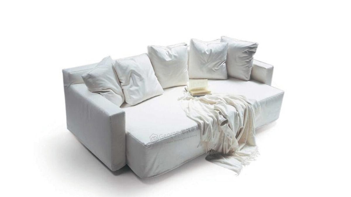Plush White Sleeper Sofa-2
