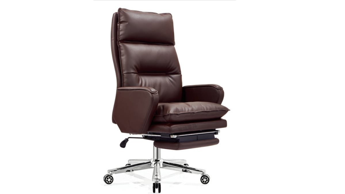 brown leather high back boss chair