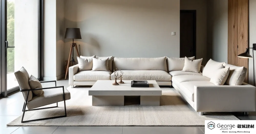 modern brutalist living room