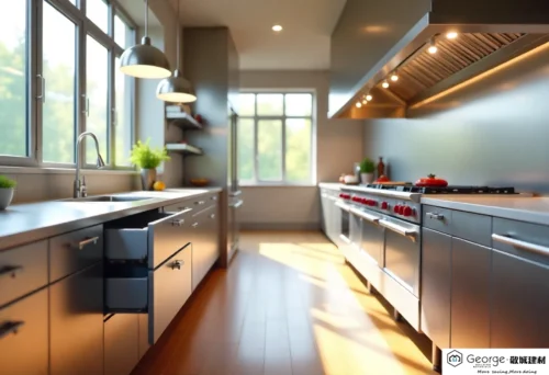 commercial kitchen with stainless steel appliances solutions