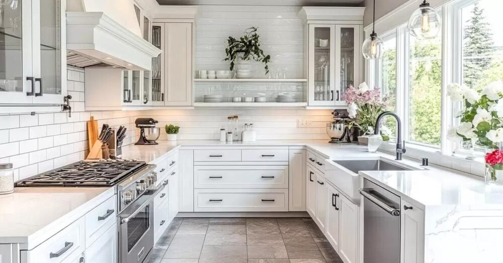 U Shape Kitchen Storage Cabinet Layout