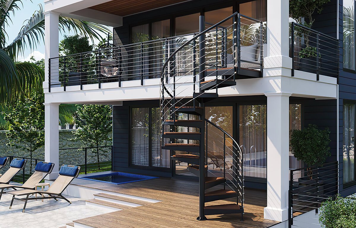 Canada Outdoor Spiral Staircase Metal Rod Railing