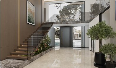 Custom Home Staircase Glass Railing