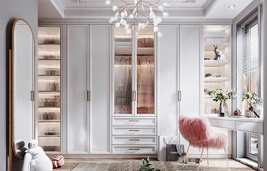Luxury Hinged Door Wardrobe White Vanity