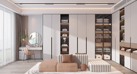 Minimalist Matte White Closet Wardrobe Design