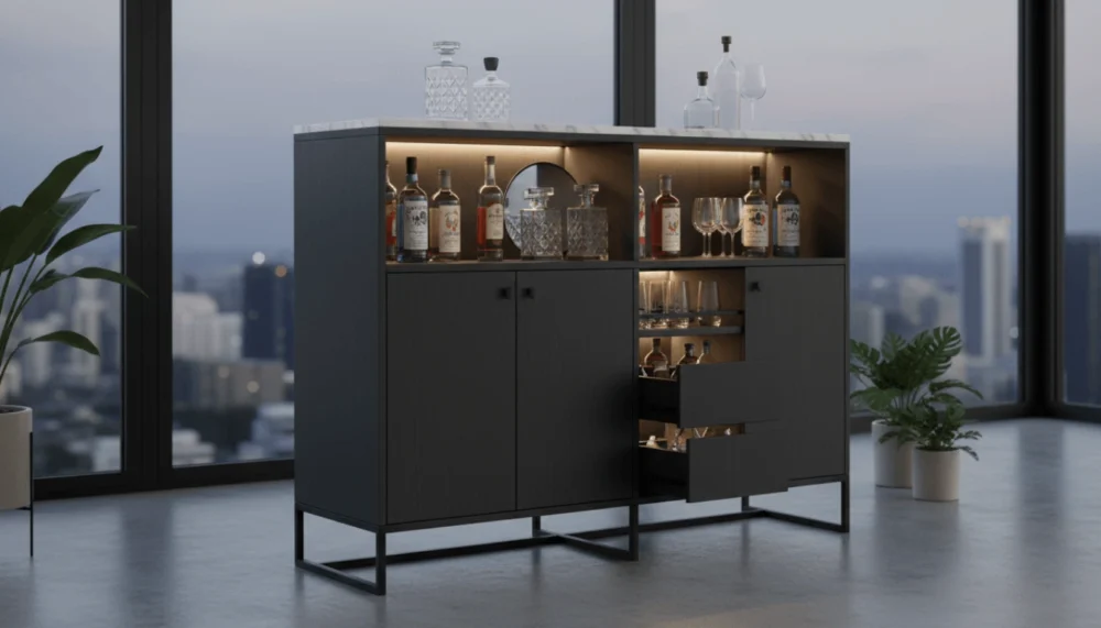 Modern Bar Cabinet Integrated Led Lighting