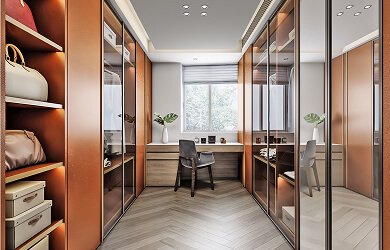 Modern Sliding Door Closet Copper Glass