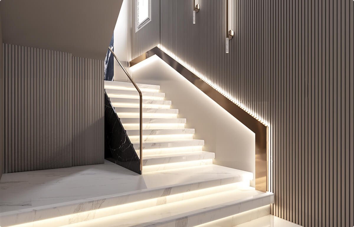 Modern Usa Floating Staircase Glass Railing
