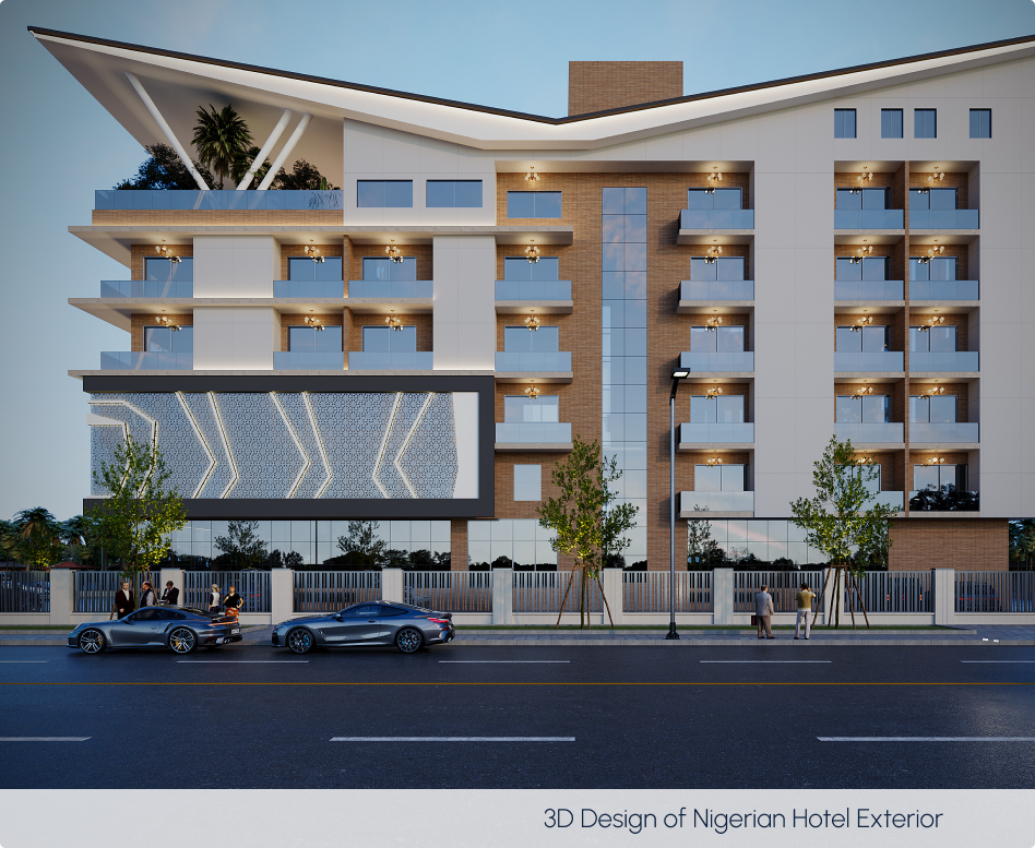 Nigerian Hotel Exterior 3d Rendering