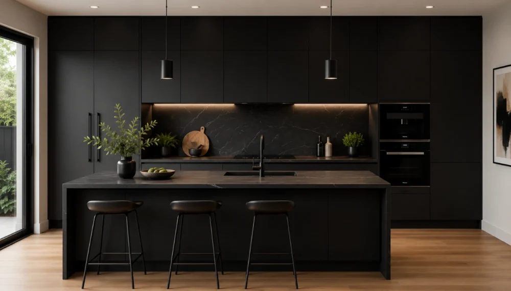 Full Overlay Cabinets Matte Black Modern