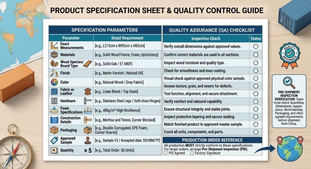 Product Specification Sheet And Quality Control Guide