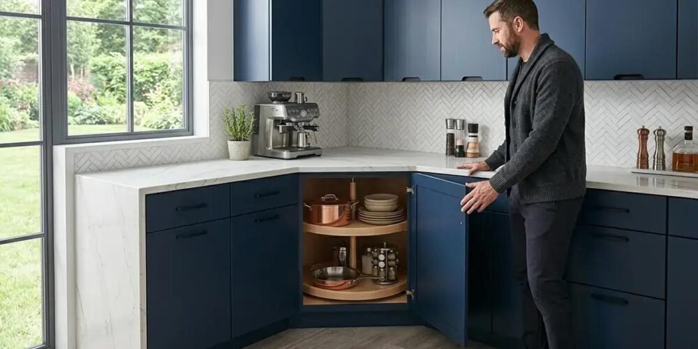 Navy Semi Custom Cabinet Corner Storage