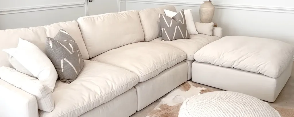 Sectional white cloud couch with cushions