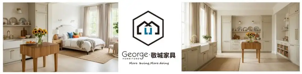 beige bedroom and kitchen, showcasing versatile interior design