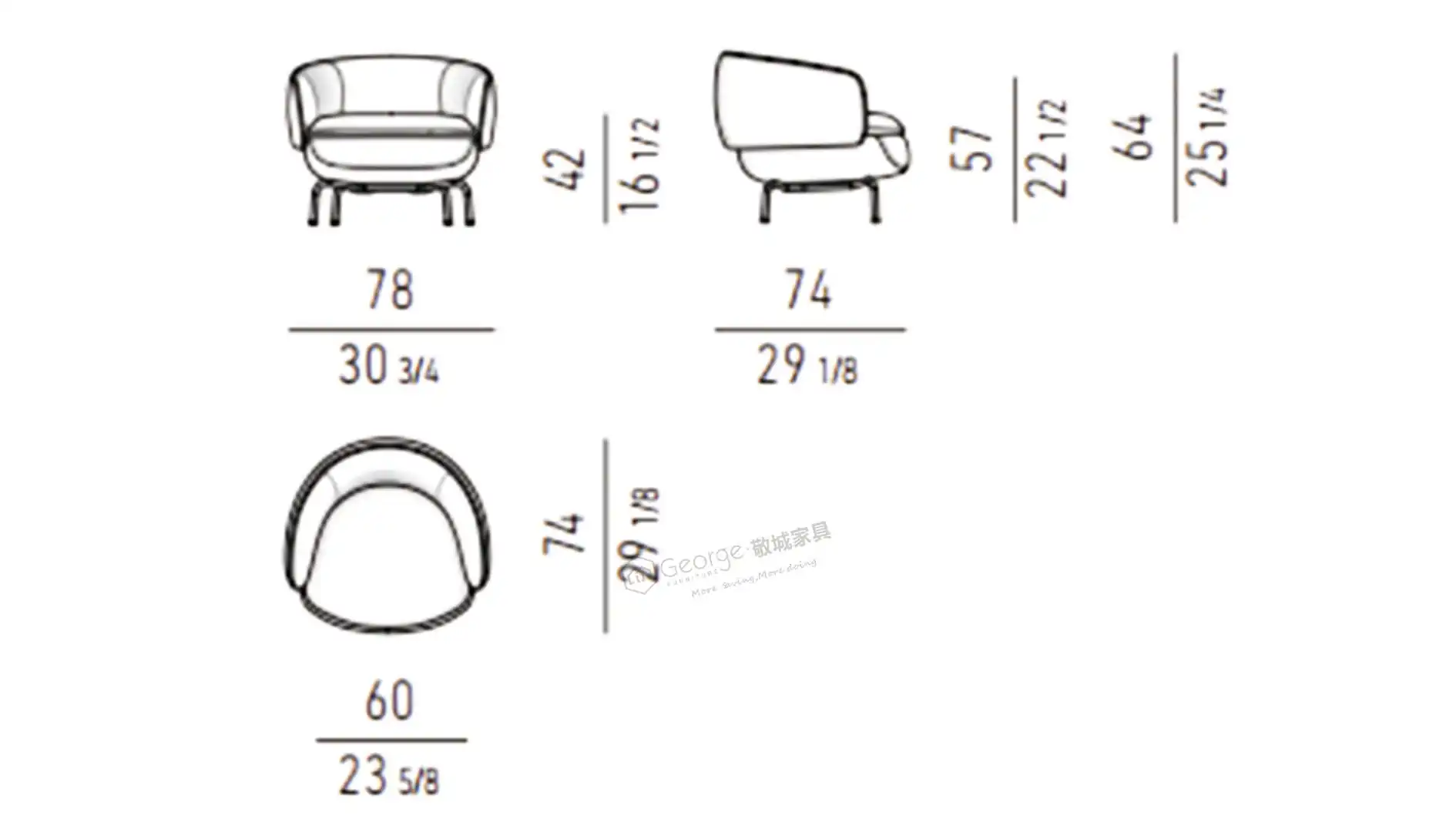 Dimension of Smoked Oak Bouclé Lounge Chair