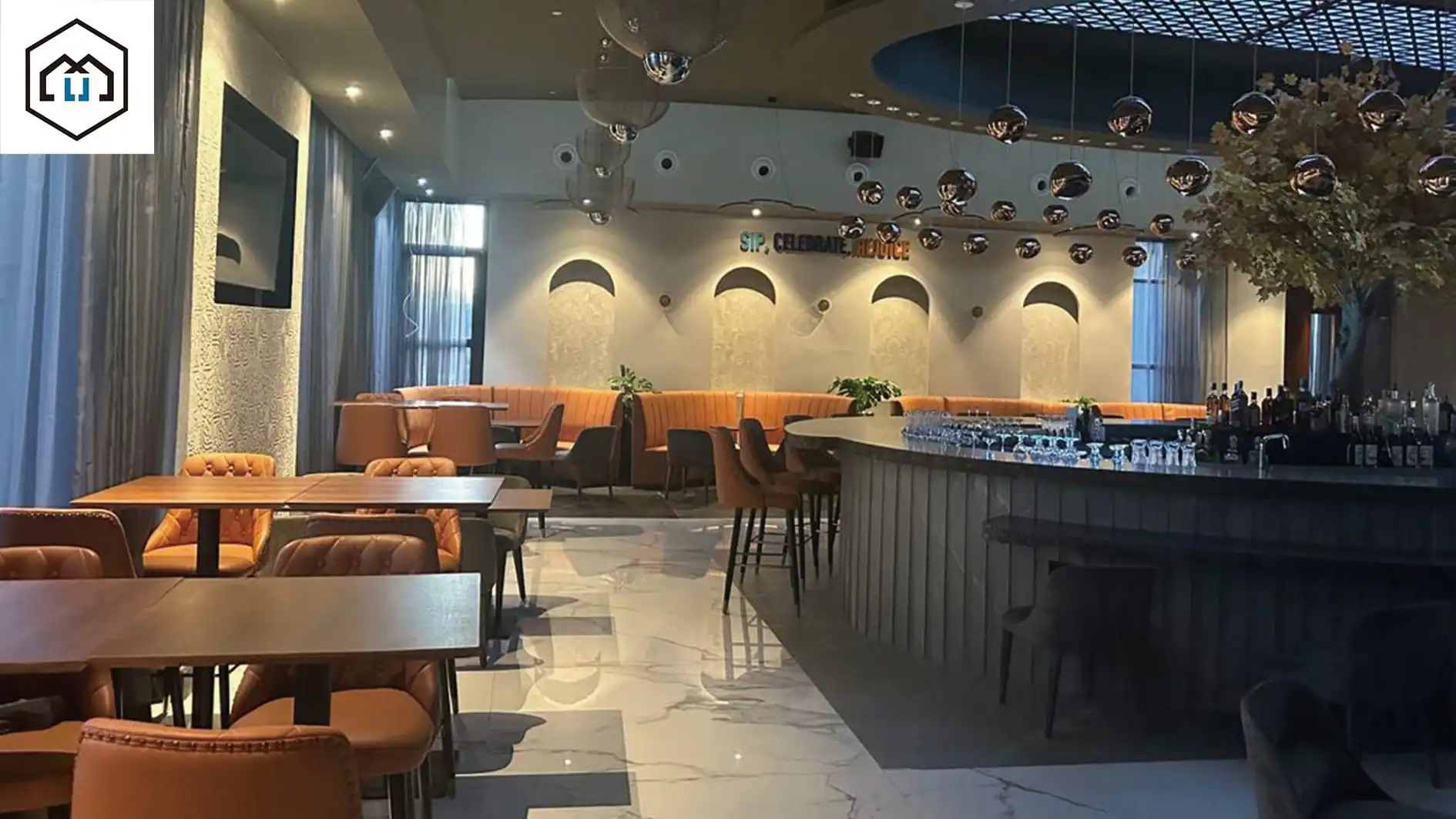 Elegant restaurant-bar with modern furnishings