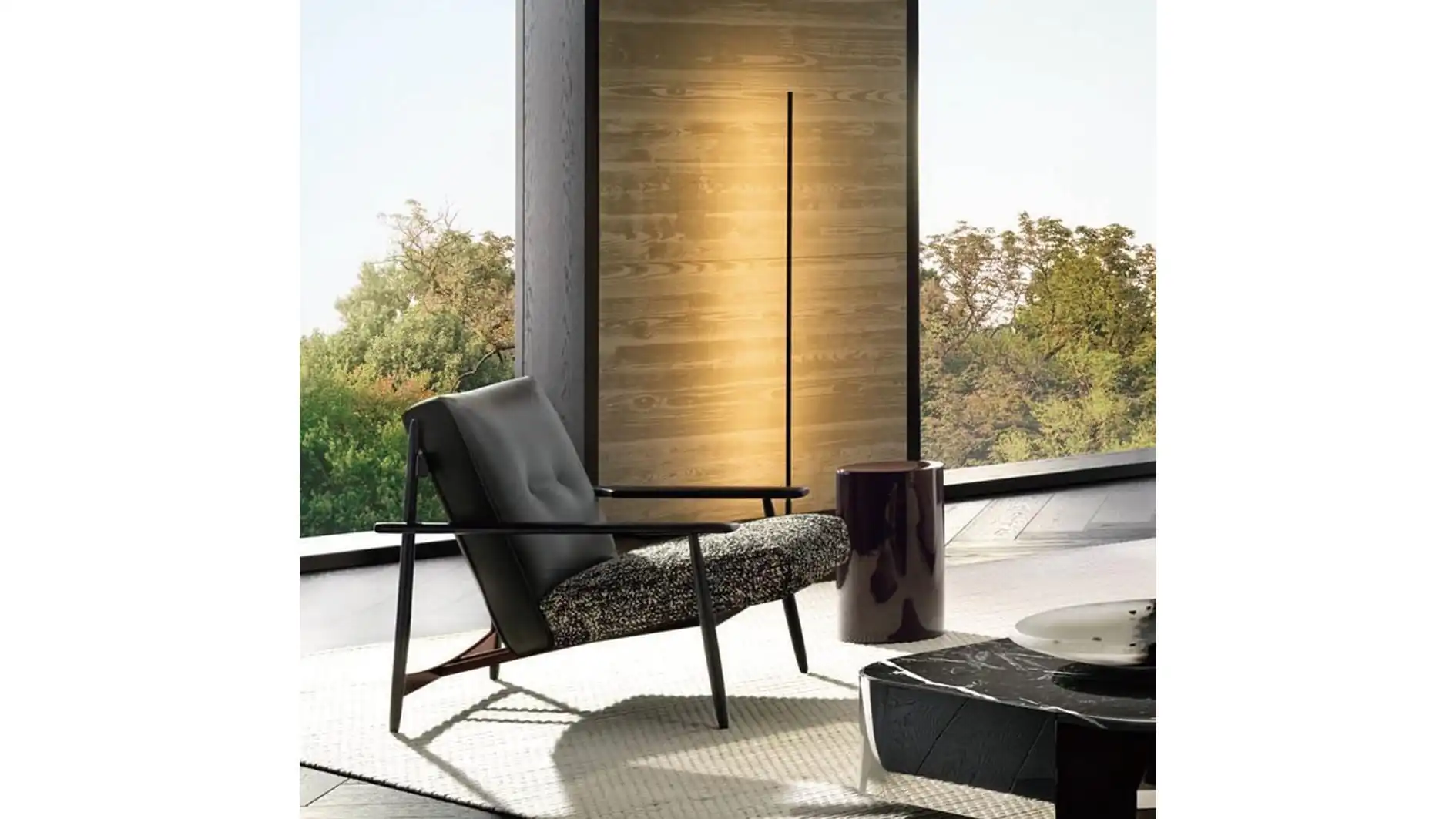 Smoked Oak Bouclé Lounge Chair - Image 2