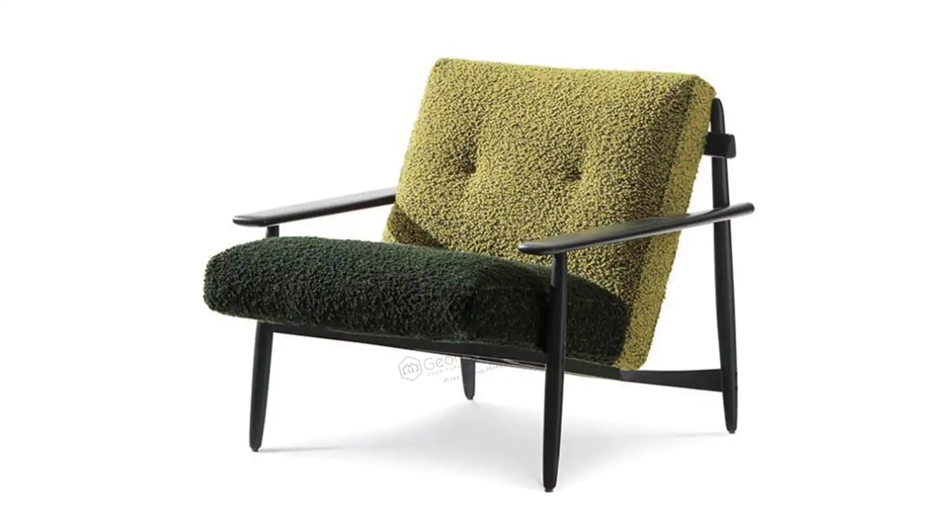 Smoked Oak Bouclé Lounge Chair
